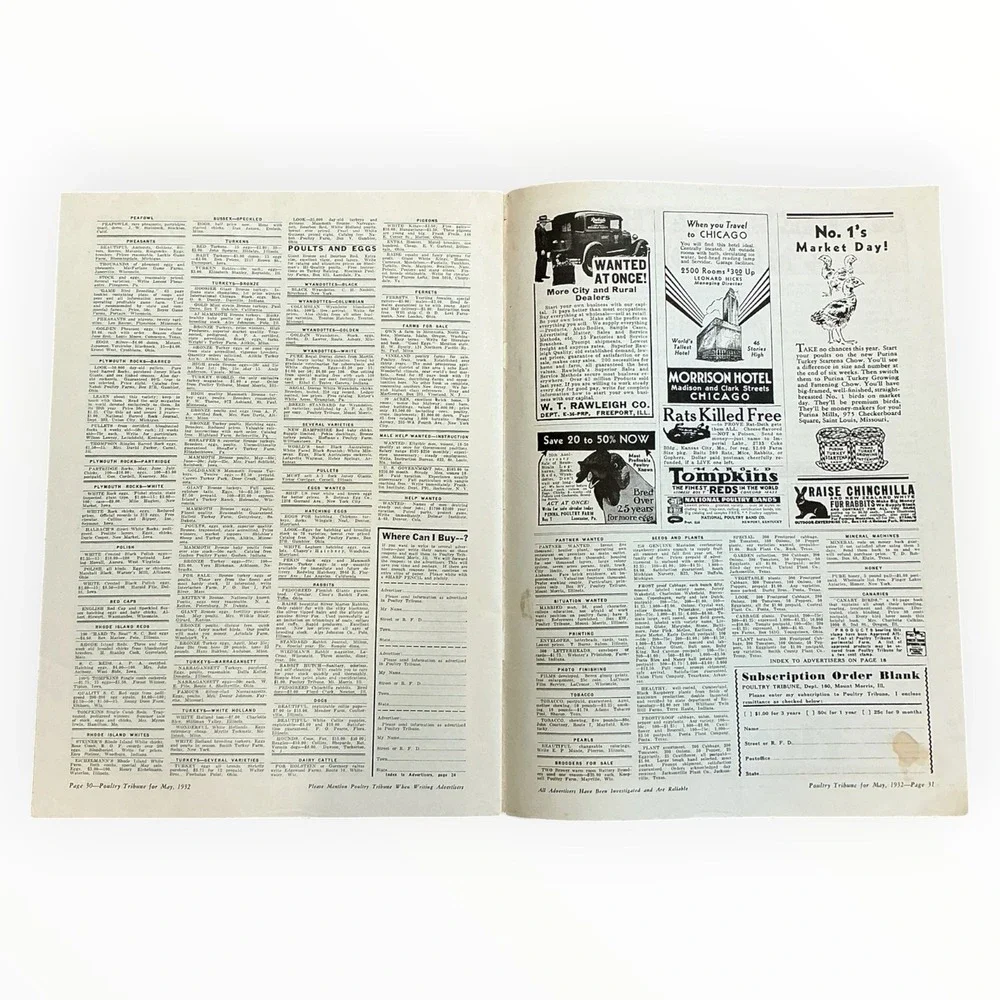 May 1932 Poultry Tribune Magazine White Leghorns National Egg Week Farm Vintage